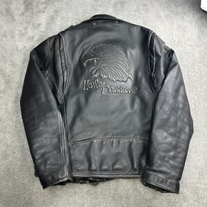 Vintage 1980's Harley Davidson Leather Jacket Eagle Embossed Size XL Tall Biker